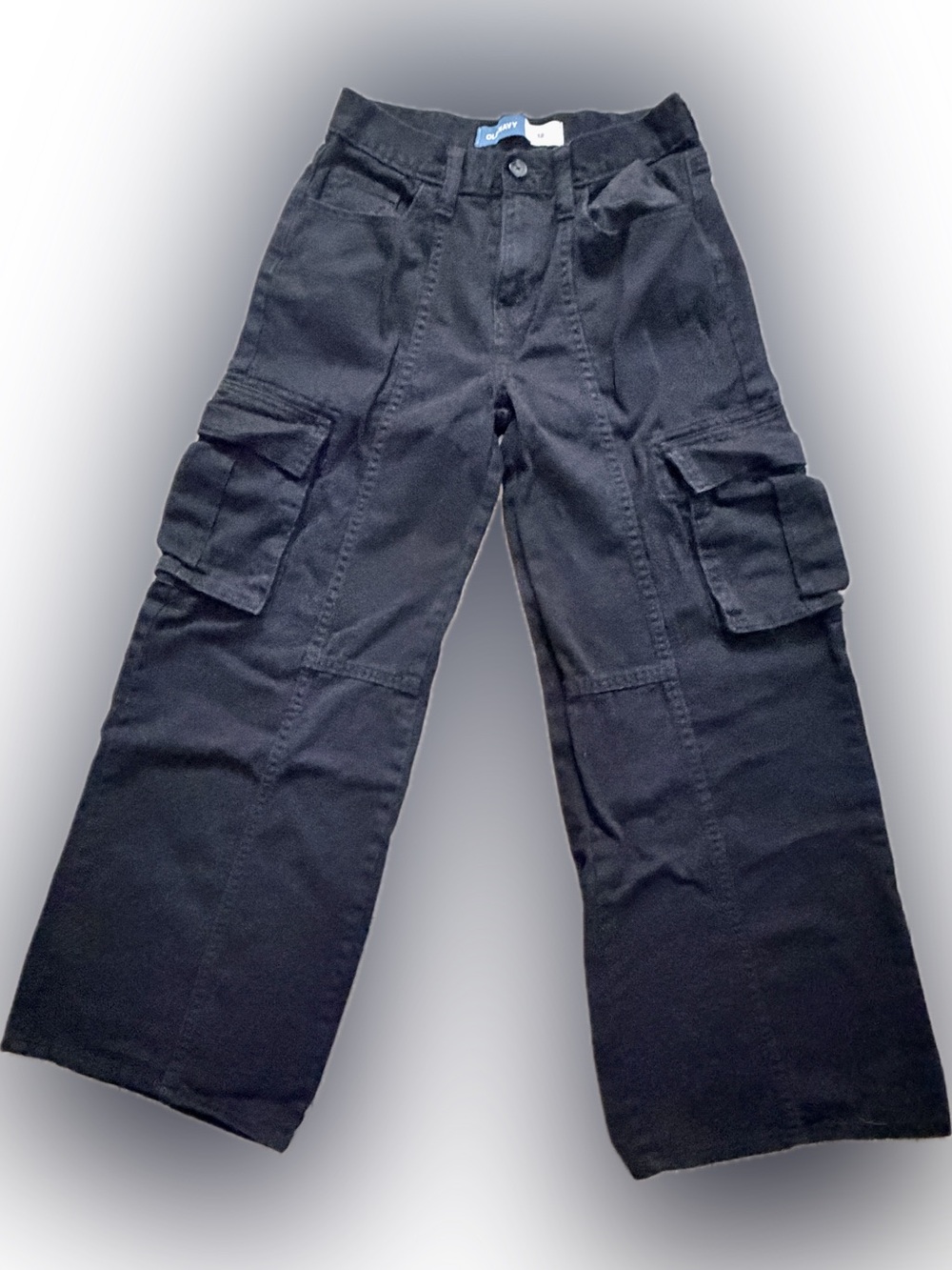 Old Navy Girls Size 12 Black High-Waisted Wide Leg Cargo Pants